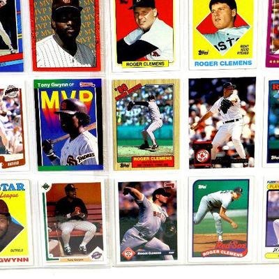 TONY GWYNN ROGER CLEMENS BASEBALL CARDS SET OF 18 - EX/MINT