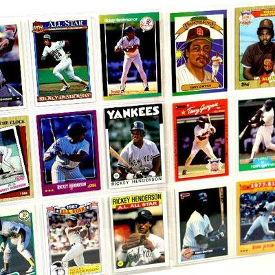 TONY GWYNN Rickey Henderson Reggie Jackson BASEBALL CARDS SET OF 18 - EX/MINT