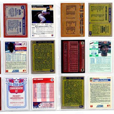 TONY GWYNN Rickey Henderson Reggie Jackson BASEBALL CARDS SET OF 18 - EX/MINT