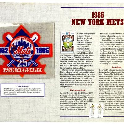 1986 NEW YORK METS BASEBALL TEAM PATCH - Cooperstown Collection by Willabee & Ward
