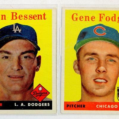 1958 TOPPS BASEBALL CARDS SET - DON BESSENT GENE FODGE - EX - Excellent