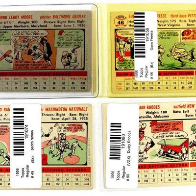 1956 TOPPS BASEBALL CARDS SET OF 4 - #43 #46 #49 #50 - EX - VGX