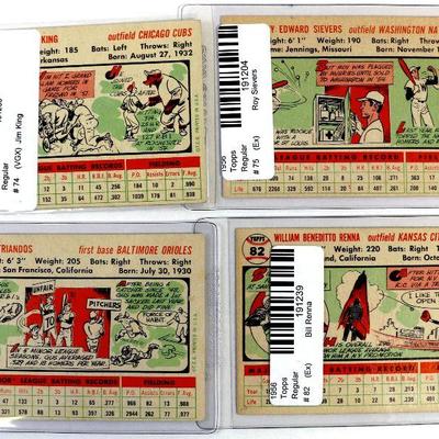 1956 TOPPS BASEBALL CARDS SET OF 4 - #74 #75 #80 #82 - EX - VGX