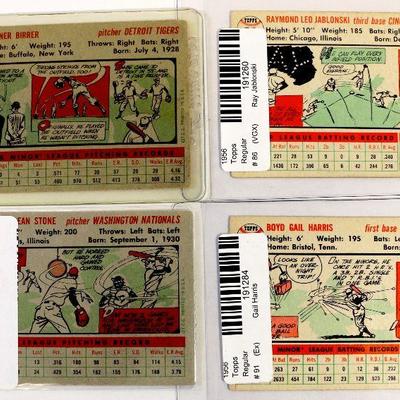 1956 TOPPS BASEBALL CARDS SET OF 4 - #84 #86 #87 #91 - EX - VGX