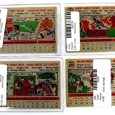 1956 TOPPS BASEBALL CARDS SET OF 4 - #169 #267 #279 #286 - EX - VGX