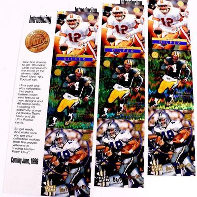 BRETT FAVRE Trent Dilfer Daryl Johnston UNCUT PROMO FOOTBALL CARDS 1996 FLEER SKYBOX