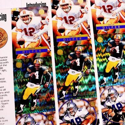 BRETT FAVRE Trent Dilfer Daryl Johnston UNCUT PROMO FOOTBALL CARDS 1996 FLEER SKYBOX