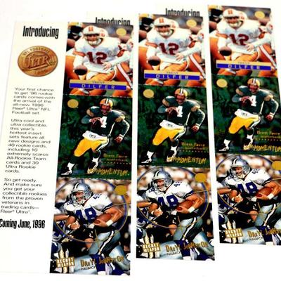 BRETT FAVRE Trent Dilfer Daryl Johnston UNCUT PROMO FOOTBALL CARDS 1996 FLEER SKYBOX