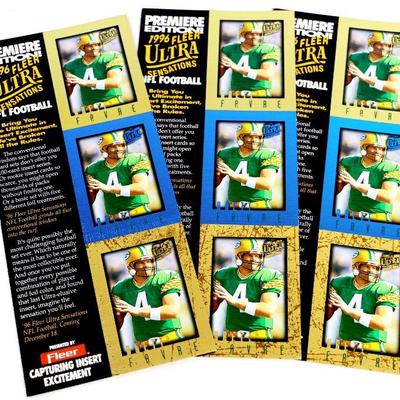 BRETT FAVRE UNCUT SHEET PROMO FOOTBALL INSERT CARDS 1996 FLEER ULTRA PROMO