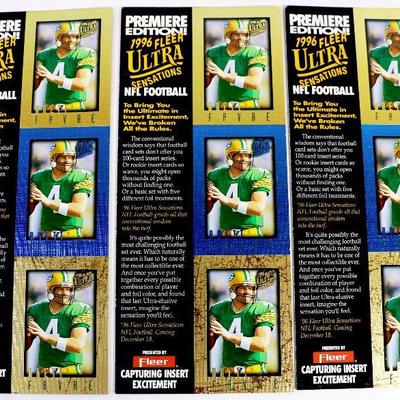 BRETT FAVRE UNCUT SHEET PROMO FOOTBALL INSERT CARDS 1996 FLEER ULTRA PROMO