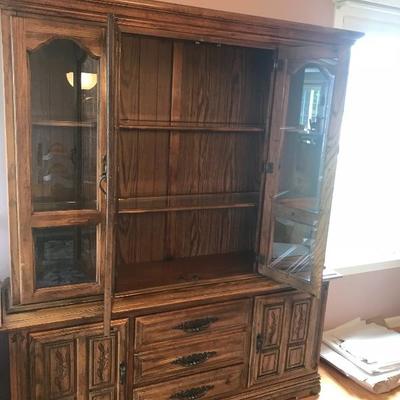 Two Piece China Cabinet With Glass Front 