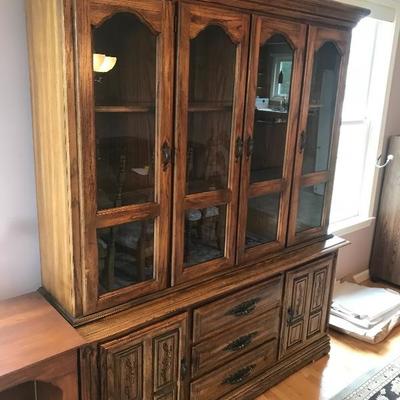 Two Piece China Cabinet With Glass Front 