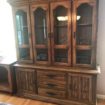 Two Piece China Cabinet With Glass Front 