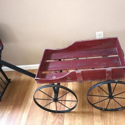 Vintage Red Wooden Wagon