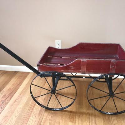 Vintage Red Wooden Wagon
