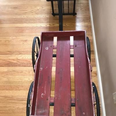 Vintage Red Wooden Wagon