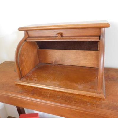 Solid Wood Desk Top Tambour Storage Box 17