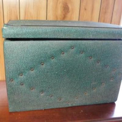 Vintage Mid Century Pic-Nic Box Vinly Cover with Brass Button Design 24