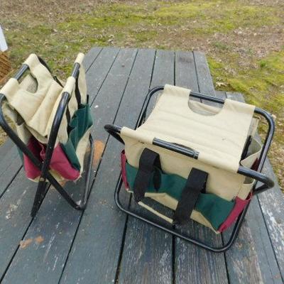 Set of Sportsman or Gardner Fold Stools with Storage Pouch