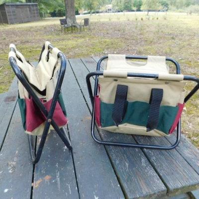 Set of Sportsman or Gardner Fold Stools with Storage Pouch