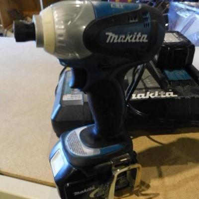 Makita Brand 18V Impact and Drill with Charger and Three Batteries