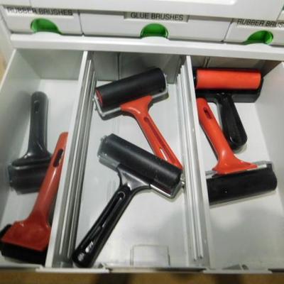 Festool Storage Cabinet Containing Rubber Brushes, Glue Brushes, Brayers Like New