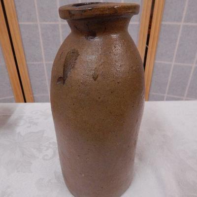 Tan Stoneware Jar / Salt Crock (No Lid) 10