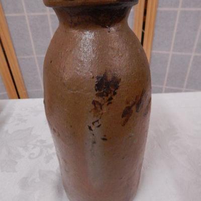 Tan Stoneware Jar / Salt Crock (No Lid) 10