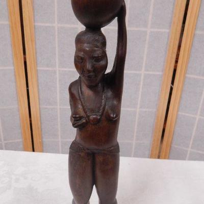 African Fertility Statue - Woman Carrying Jug on Head 