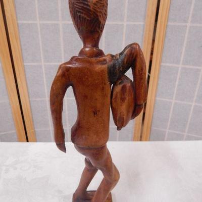 Wooden Sculpture - Man Carrying Fruit - 158-1/2