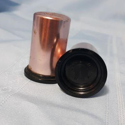 Pink copper salt and pepper shakers MADE IN USA, 2