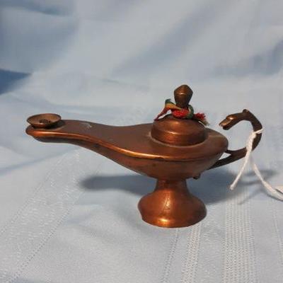 Cute mini vintage copper oil lamp, Aladin lamp! 