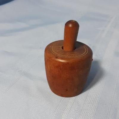 Mini antique wood butter mold, grass imprint, signed GERMANY, body 2