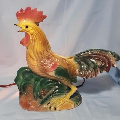 Amazing vintage rooster TV lamp, Maddux of California USA, WORKING! 