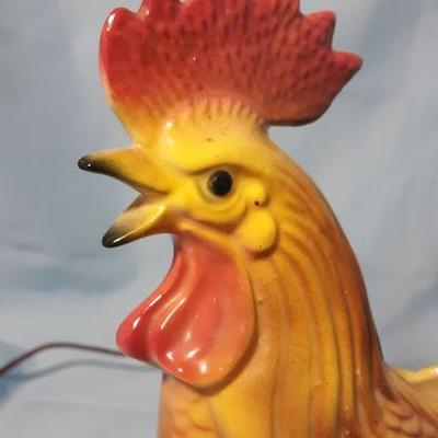 Amazing vintage rooster TV lamp, Maddux of California USA, WORKING! 