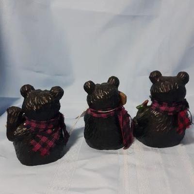 Mountain themed set of three ceramic bears