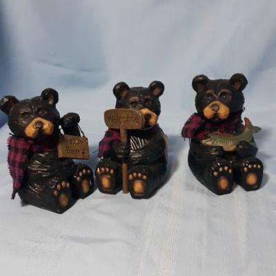 Mountain themed set of three ceramic bears