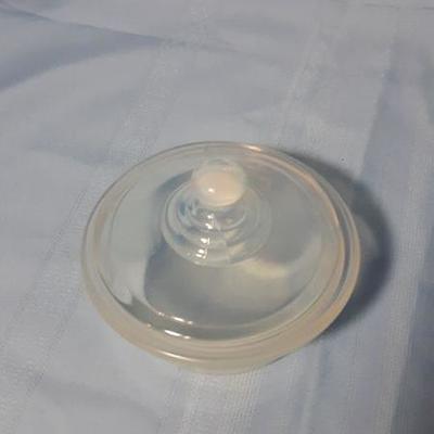 Fry Oven Glass lidded bowl, clear/ milky / opalescent