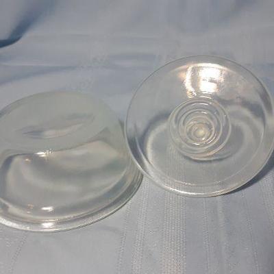 Fry Oven Glass lidded bowl, clear/ milky / opalescent