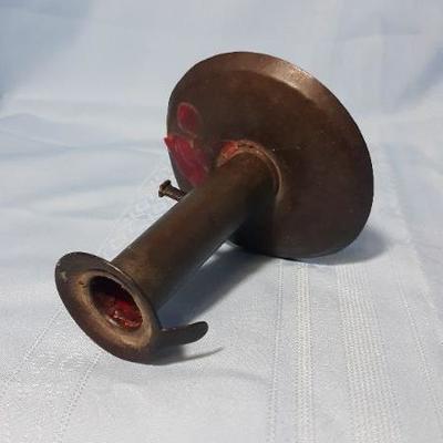 Antique push up metal candlestick 4"H