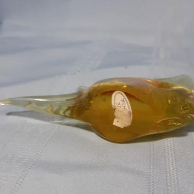 Yellow and clear bubble glass angel fish 5"H