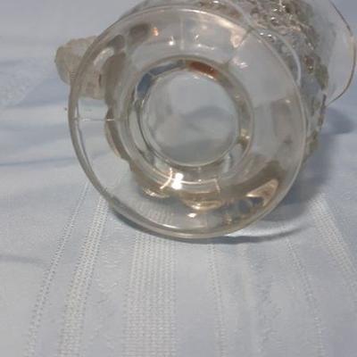 Vintage clear pressed glass creamer pitcher, grapes and leaves