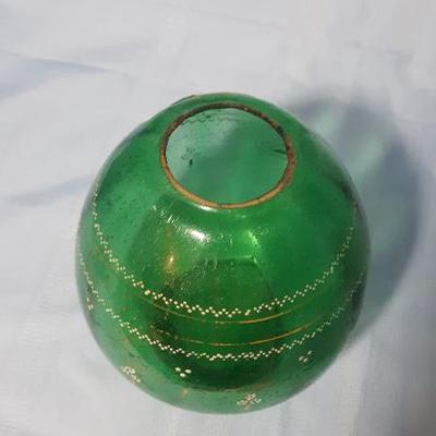 Murano egg shaped vase with gold and white paint, 6"H, vintage