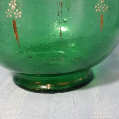 Murano egg shaped vase with gold and white paint, 6"H, vintage