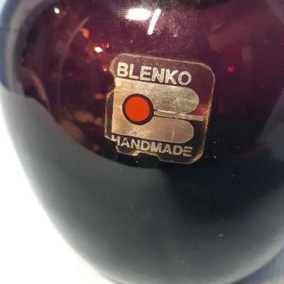 Blenko glass apple, handmade, hollow purple blown glass