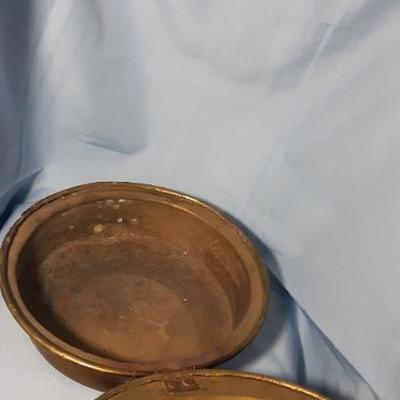 Antique brass bed warmer with wood handle
