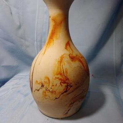 Large Nemadji Vase x/ Brown and Orange Swirls 7
