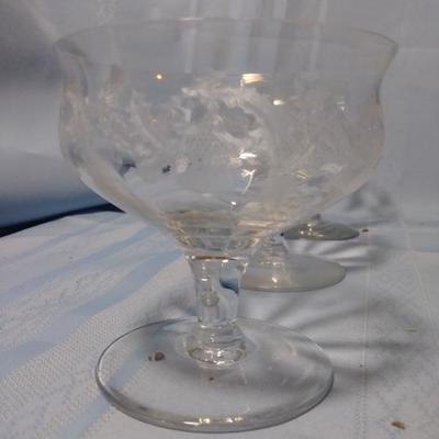 Set of 6 Thistle Etched Sherbert Glasses
