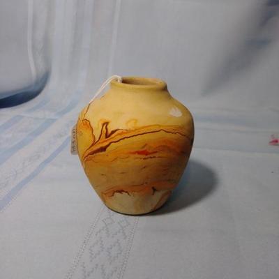 Miniature Namadji Vase with Brown and Orange Swirls 3