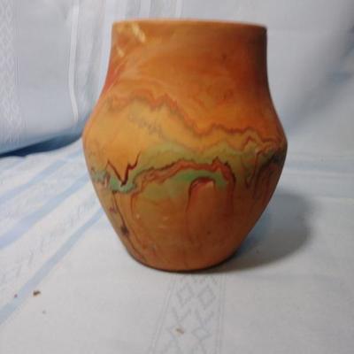 Namadji Vase with Green and Red Swirls 4